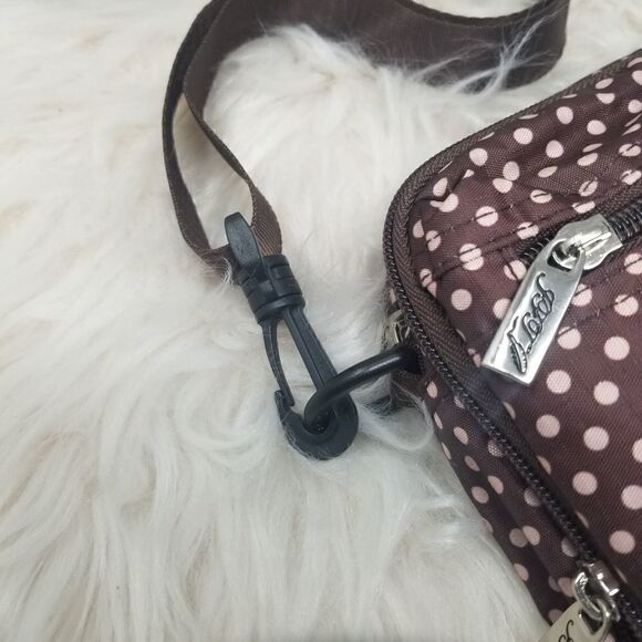 Nylon Brown Polkadot crossbody bag. - Picture 3 of 8
